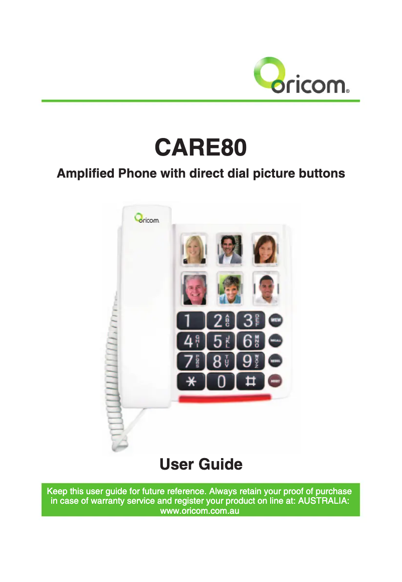 First page image of the manual for CARE80