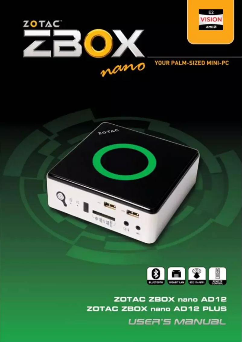 Page 1 de la notice Manuel utilisateur Zotac ZBOX Nano AD12