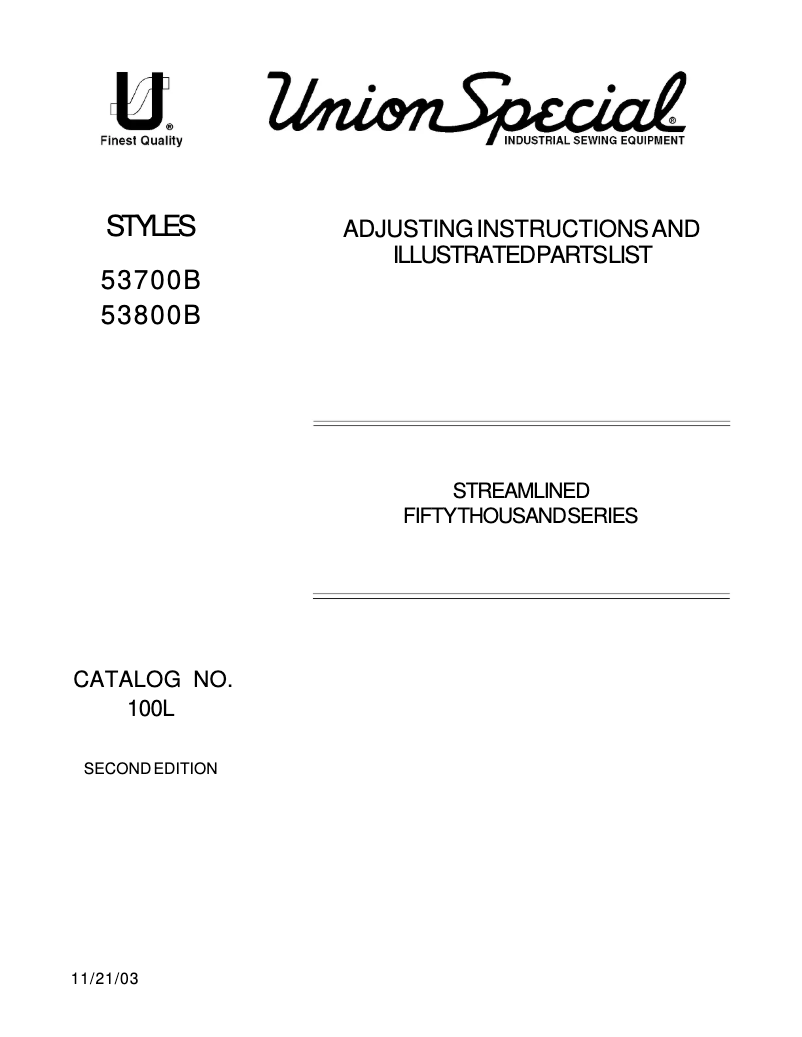Page 1 de la notice Manuel utilisateur Union Special 53700B
