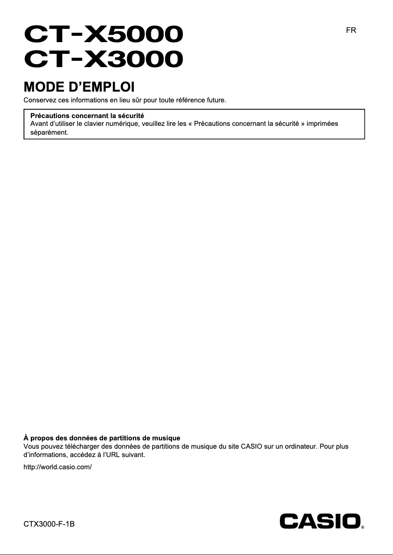 Page 1 de la notice Manuel utilisateur Casio CT-X3000