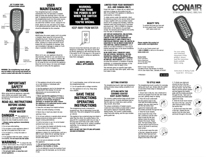 Page 1 de la notice Manuel utilisateur Conair BC8