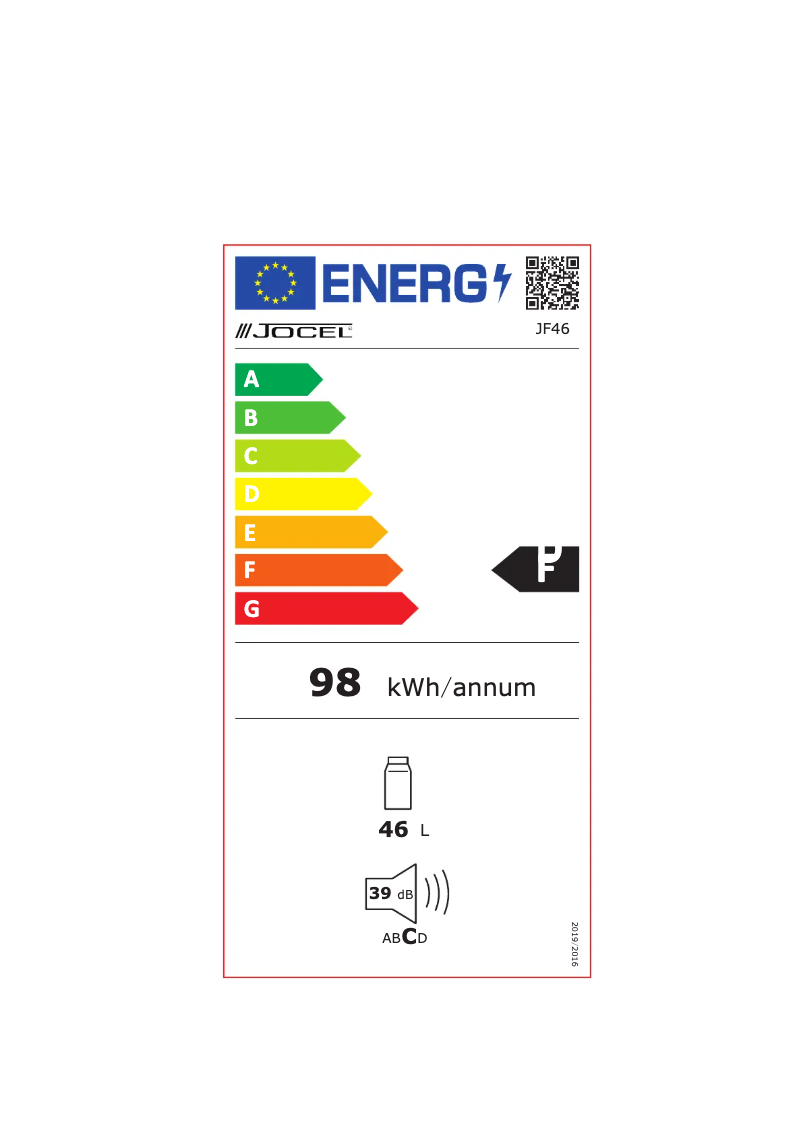 Page 1 de la notice Label énergétique Jocel JF46