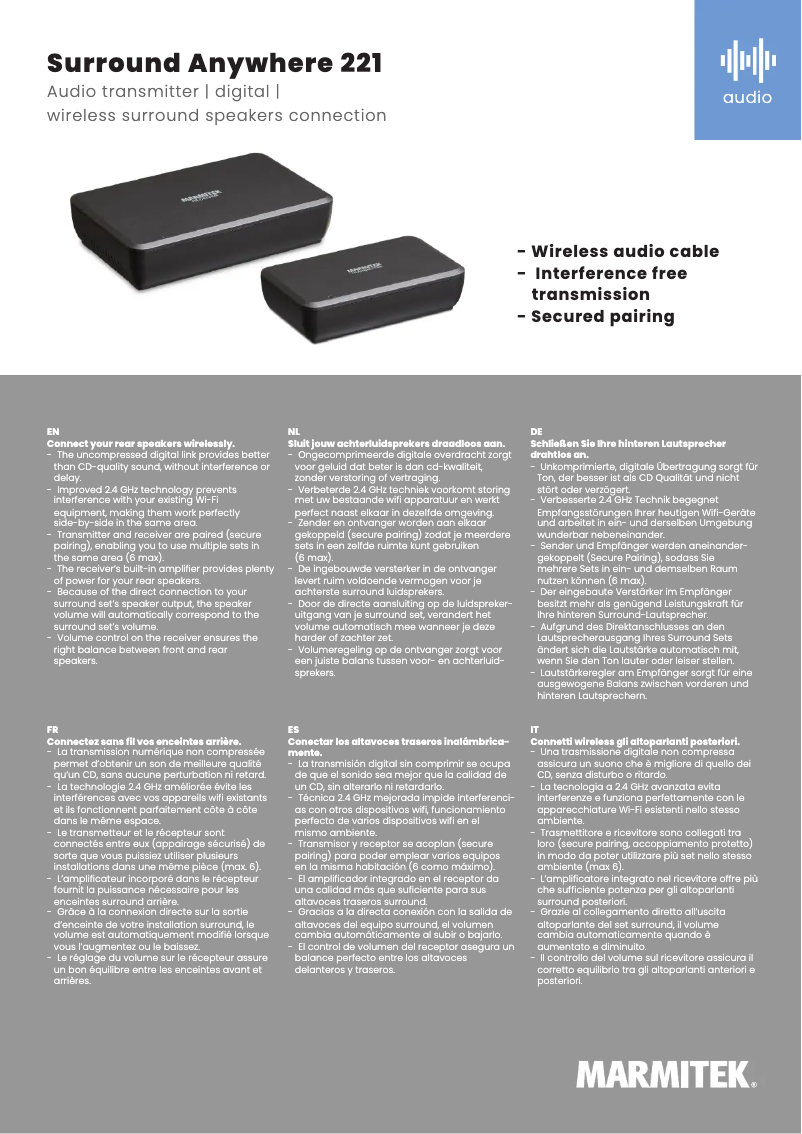 Page n°1 - Fiche technique Marmitek Surround Anywhere 221