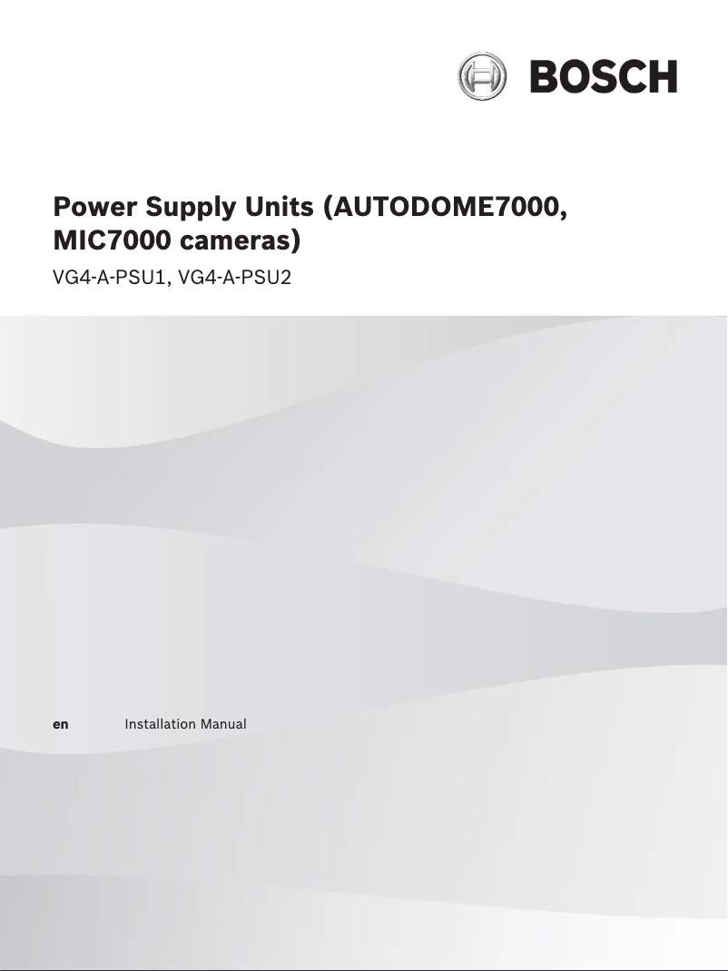 Page n°1 - Manuel utilisateur Bosch VG4-A-PSU1