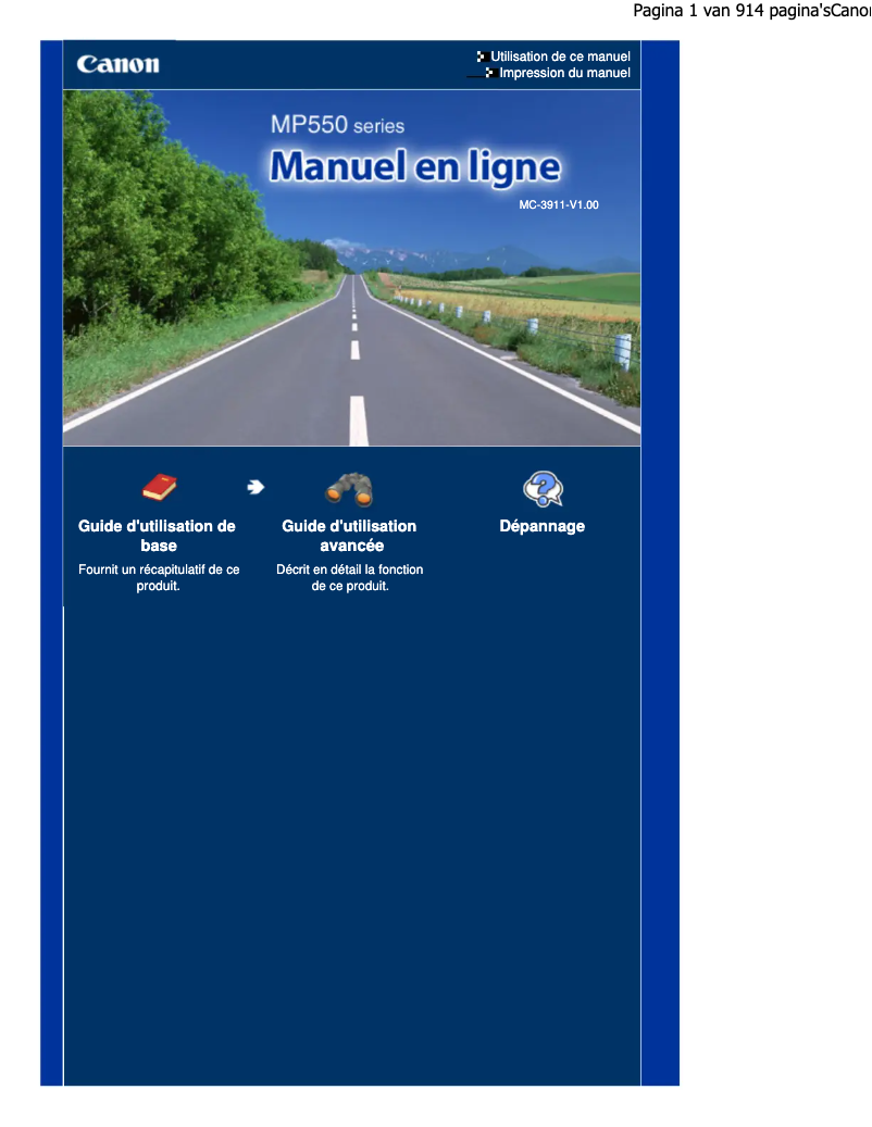 Page n°1 - Manuel utilisateur Canon Pixma MP550