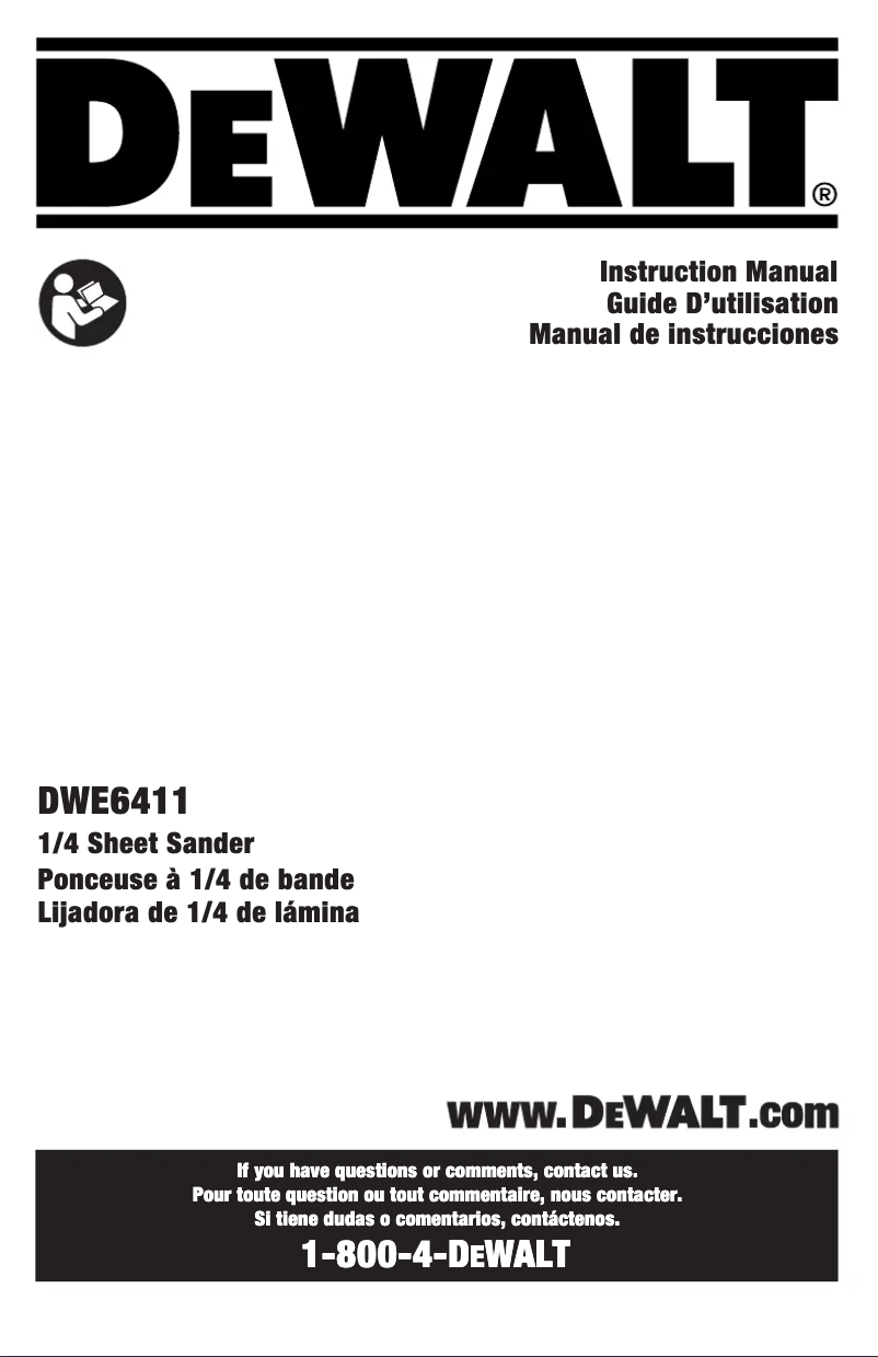 Page 1 de la notice Manuel utilisateur DeWalt DWE6411K