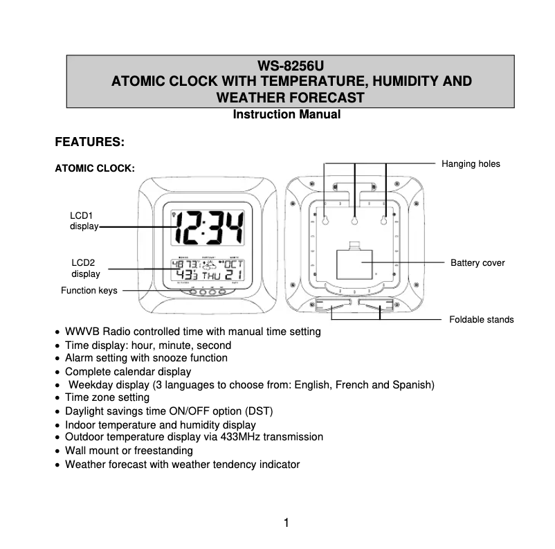 Image de la première page du manuel de l'appareil WS-8256-ALO