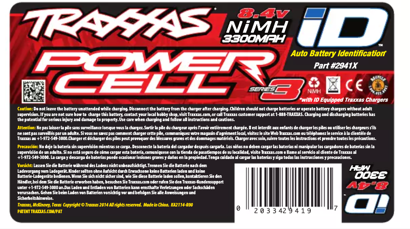 Page 1 de la notice Manuel utilisateur Traxxas 2941X