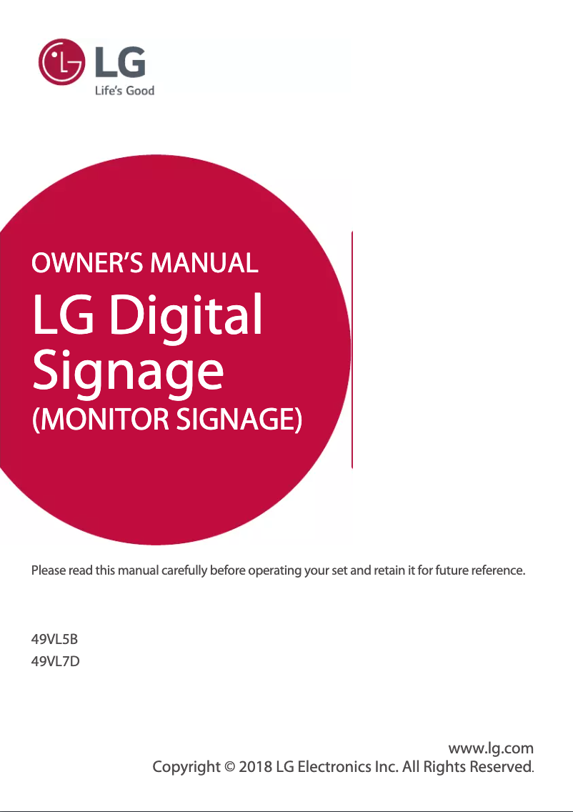 Página 1 del manual Manual de usuario LG 49VL7D