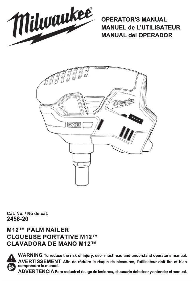 Página 1 del manual Manual de usuario Milwaukee M12 2458-21