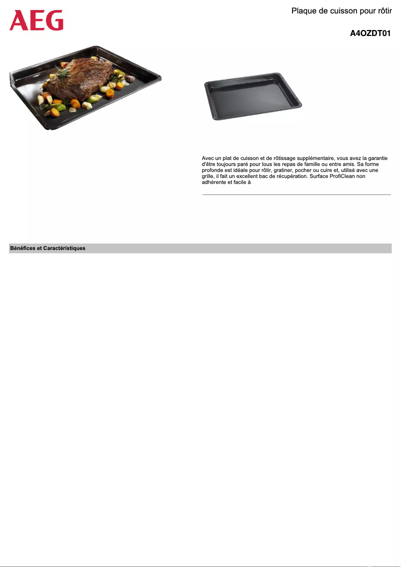 Page 1 de la notice Manuel utilisateur AEG A4OZDT01