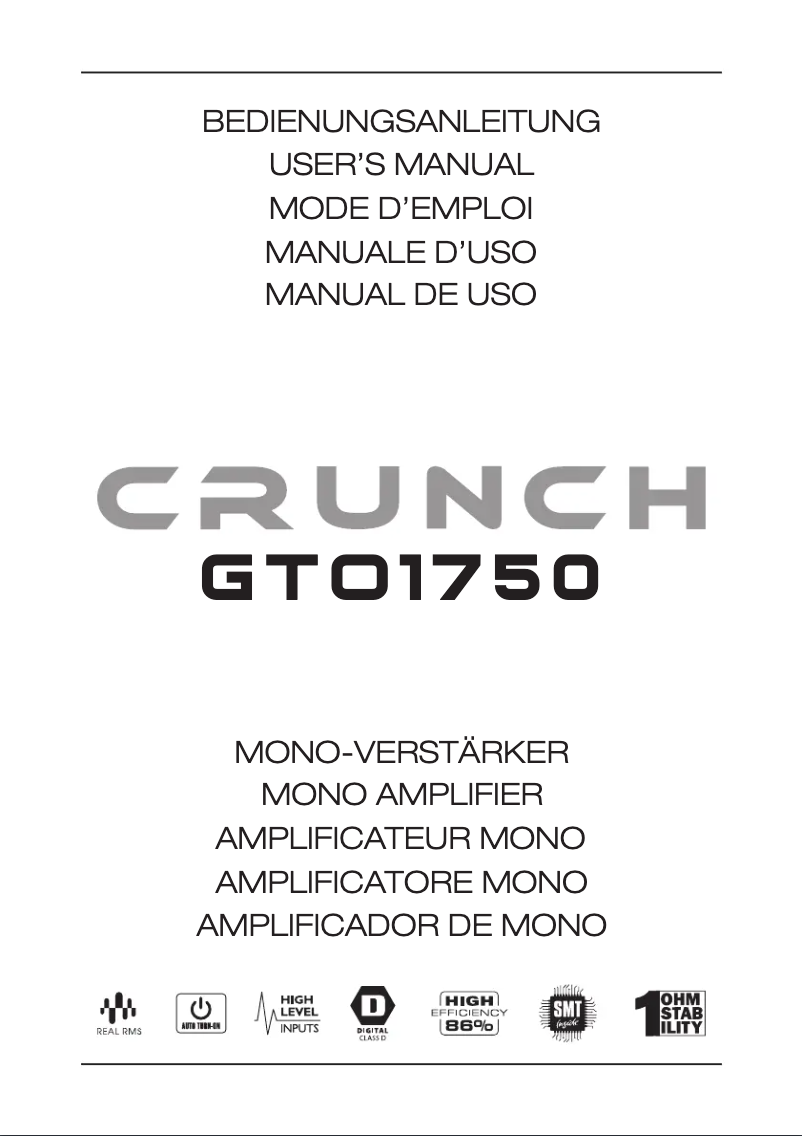 Page n°1 - Manuel utilisateur Crunch GTO1750
