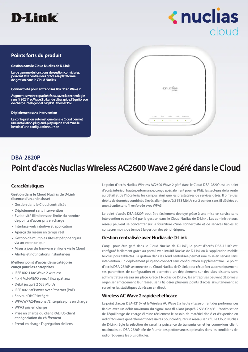 Page n°1 - Fiche technique D-Link DBA-2820P
