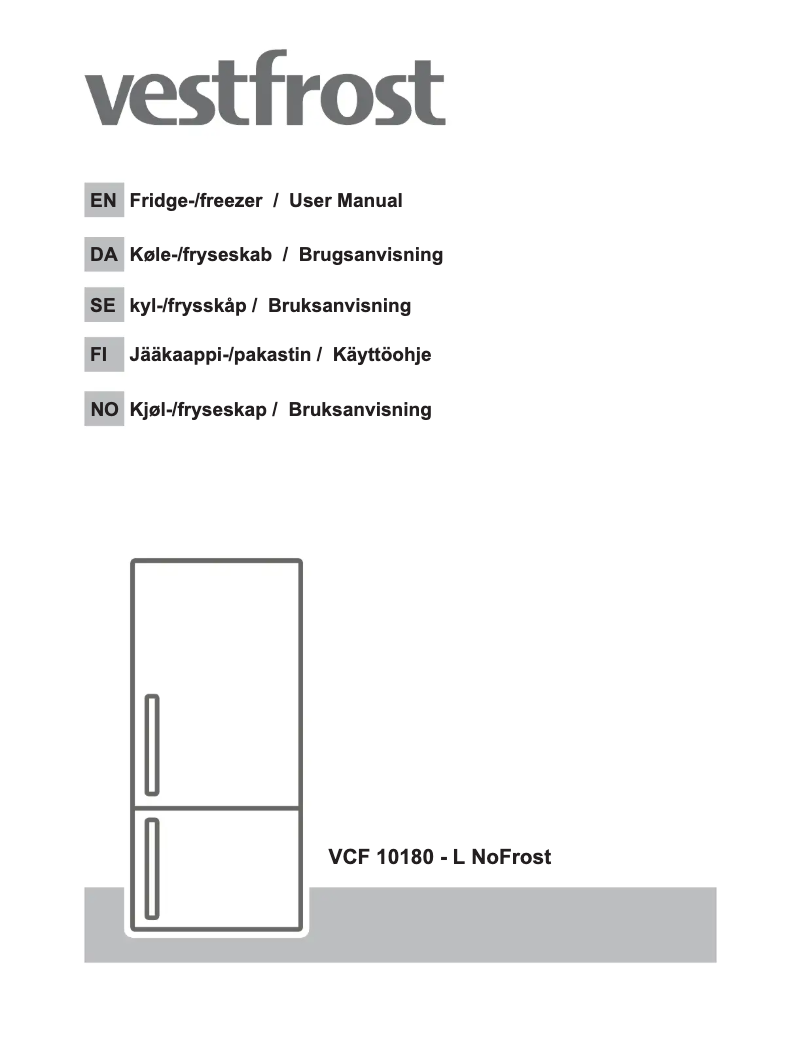 Page n°1 - Manuel utilisateur Vestfrost VCF 10180 – L NoFrost