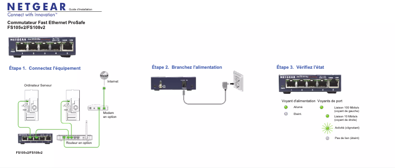 Page n°1 - Guide d'installation Netgear FS108v2