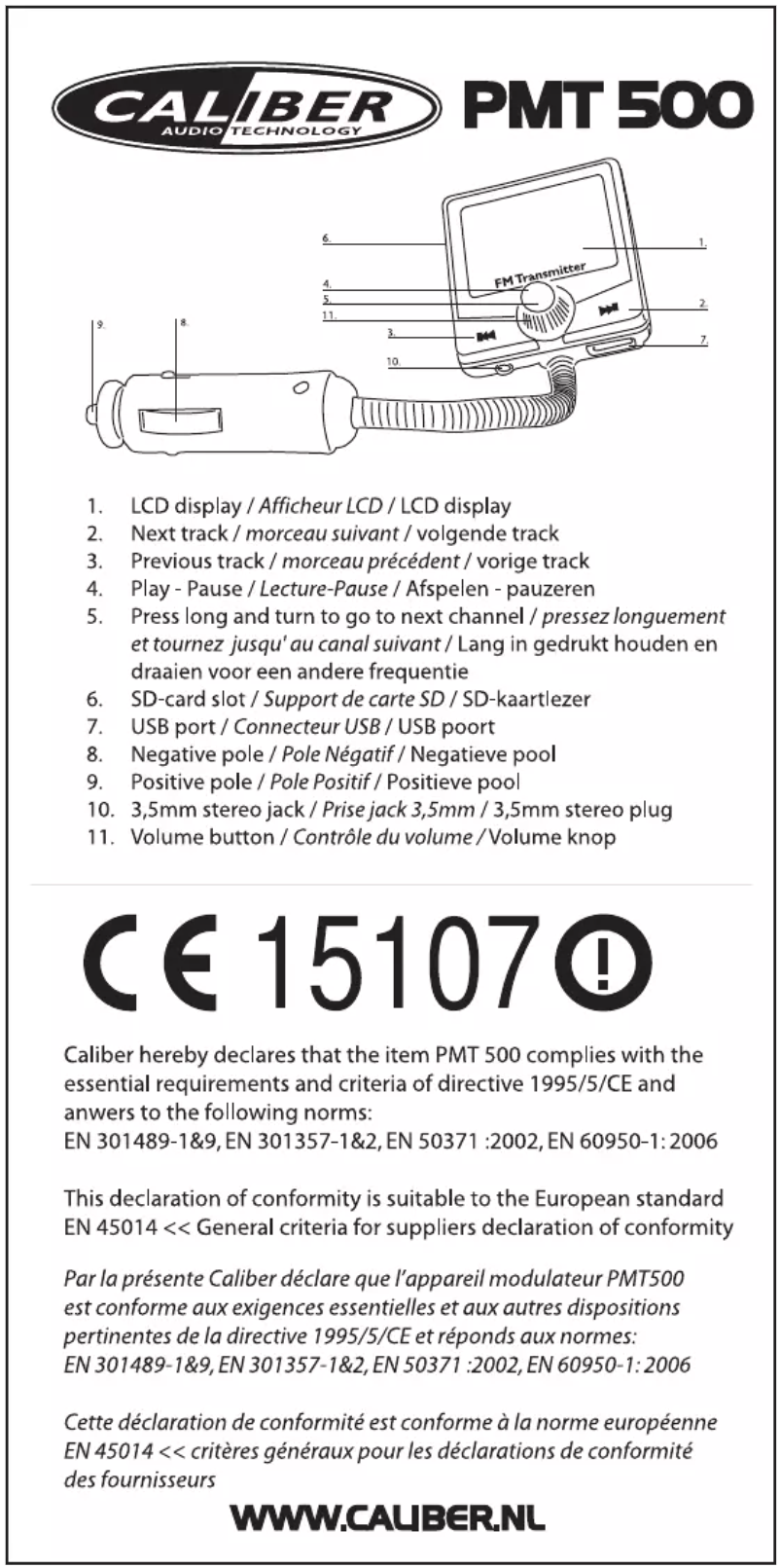 Page n°1 - Manuel utilisateur Caliber PMT500