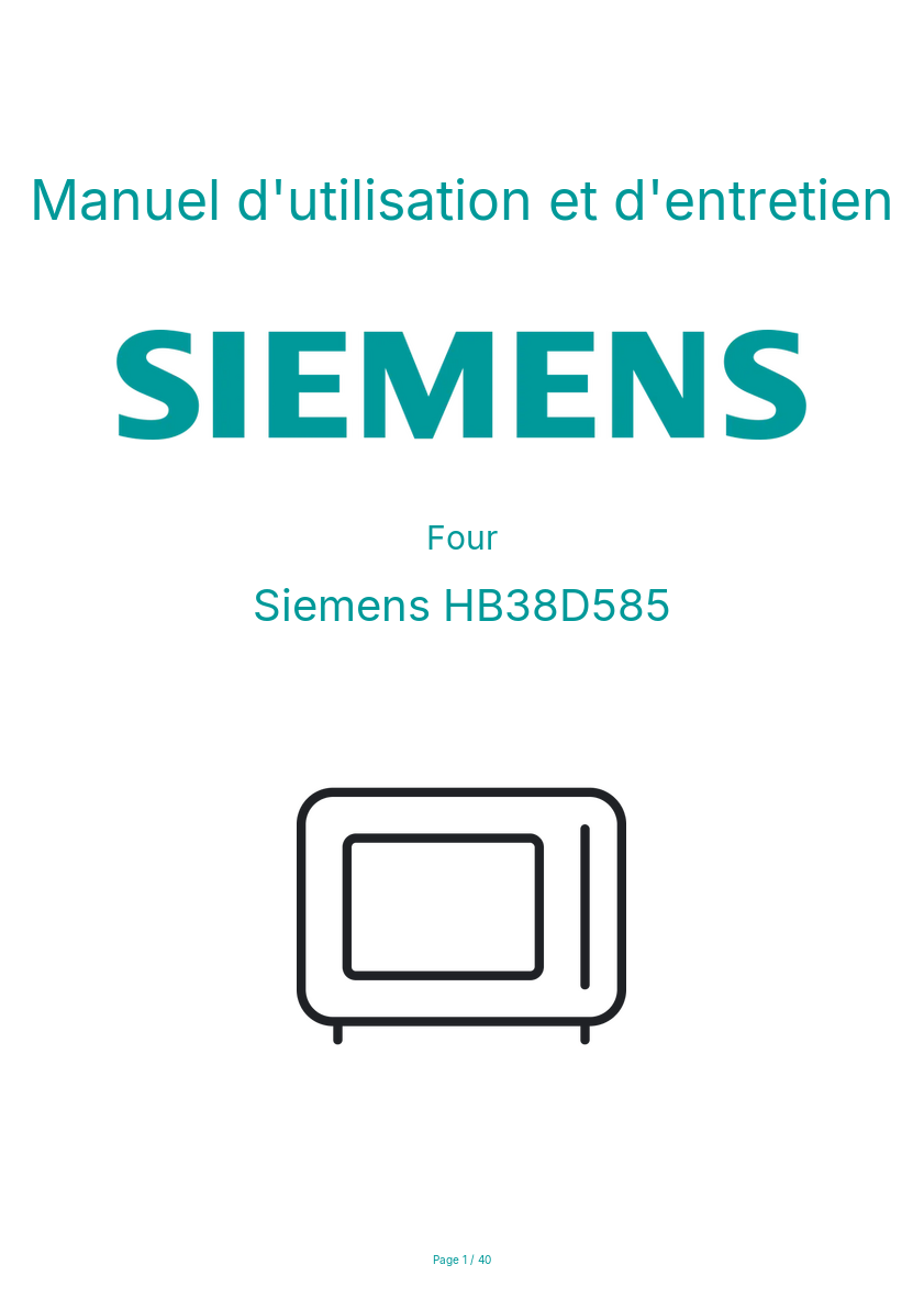 Page n°1 - Manuel d'utilisation et d'entretien Siemens HB38D585