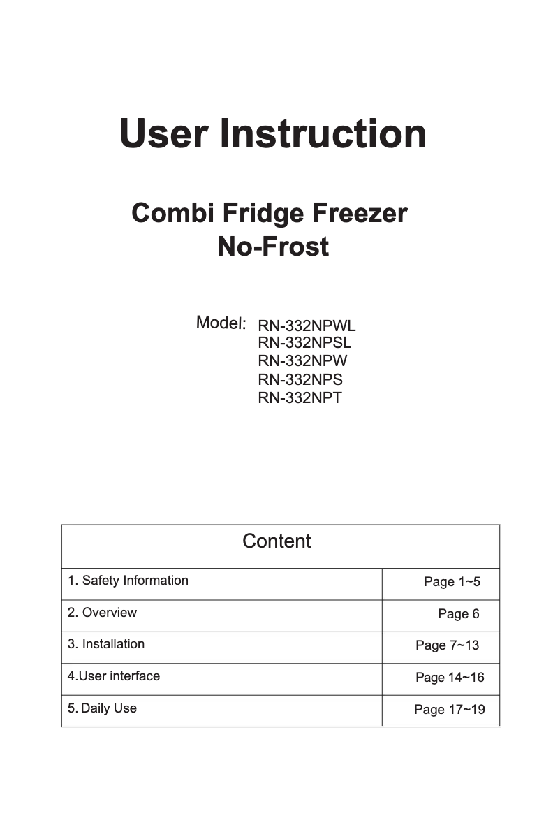 Page 1 de la notice Manuel utilisateur Daewoo RN-332NPS