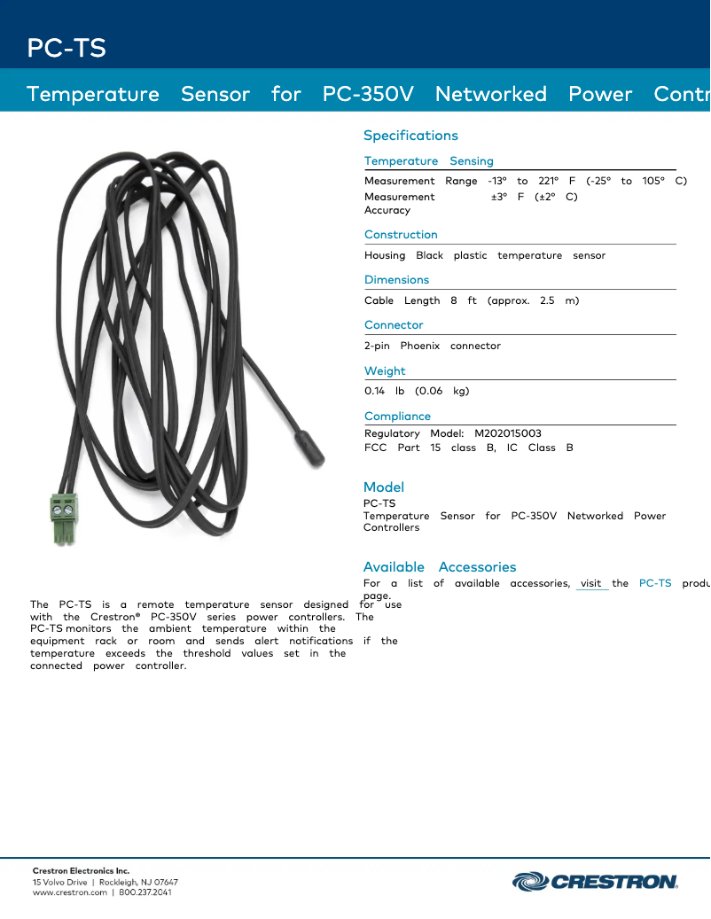 Page n°1 - Fiche technique Crestron PC-TS