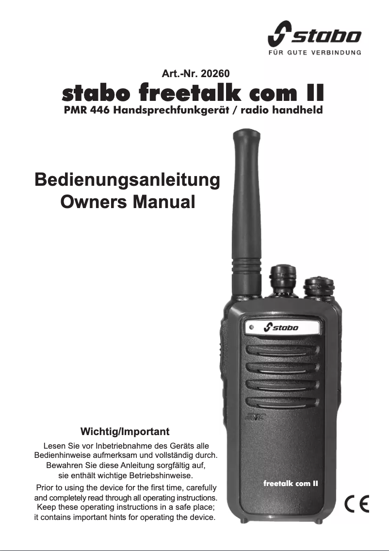 Page n°1 - Manuel utilisateur Stabo Freetalk Com II PMR-446