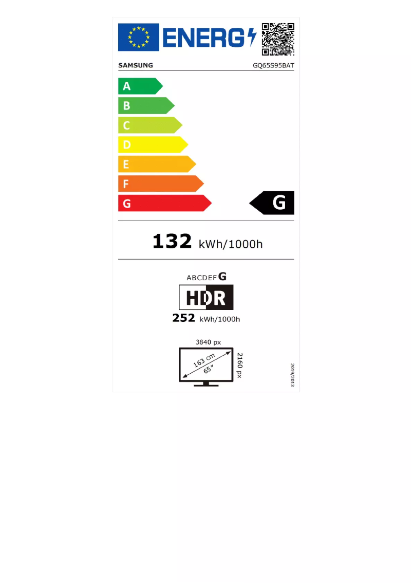 Page n°1 - Label énergétique Samsung GQ65S95B
