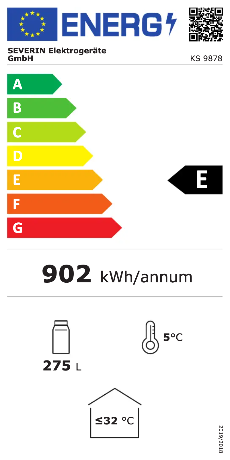 Page n°1 - Label énergétique Severin KS 9878
