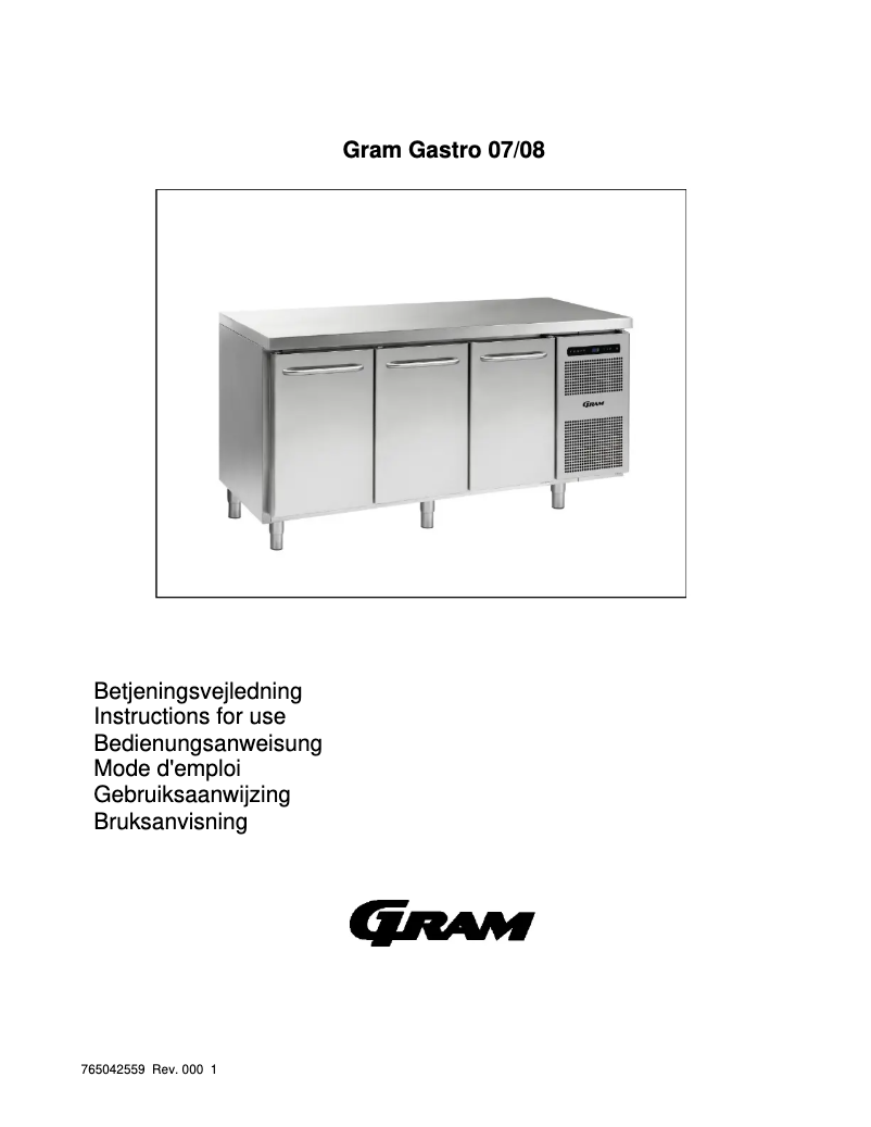 Page n°1 - Manuel utilisateur Gram GASTRO K 1807 CSG A 2D/2D/2D L2