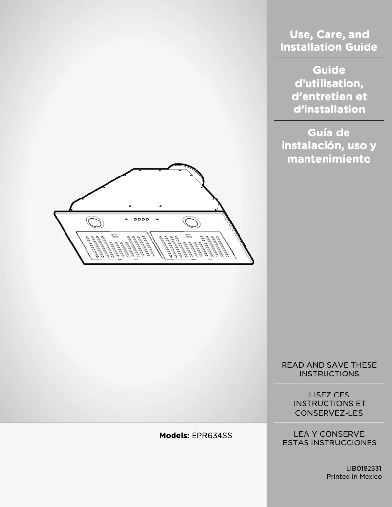 Page 1 de la notice Guide d'installation Elica Palermo EPR634SS