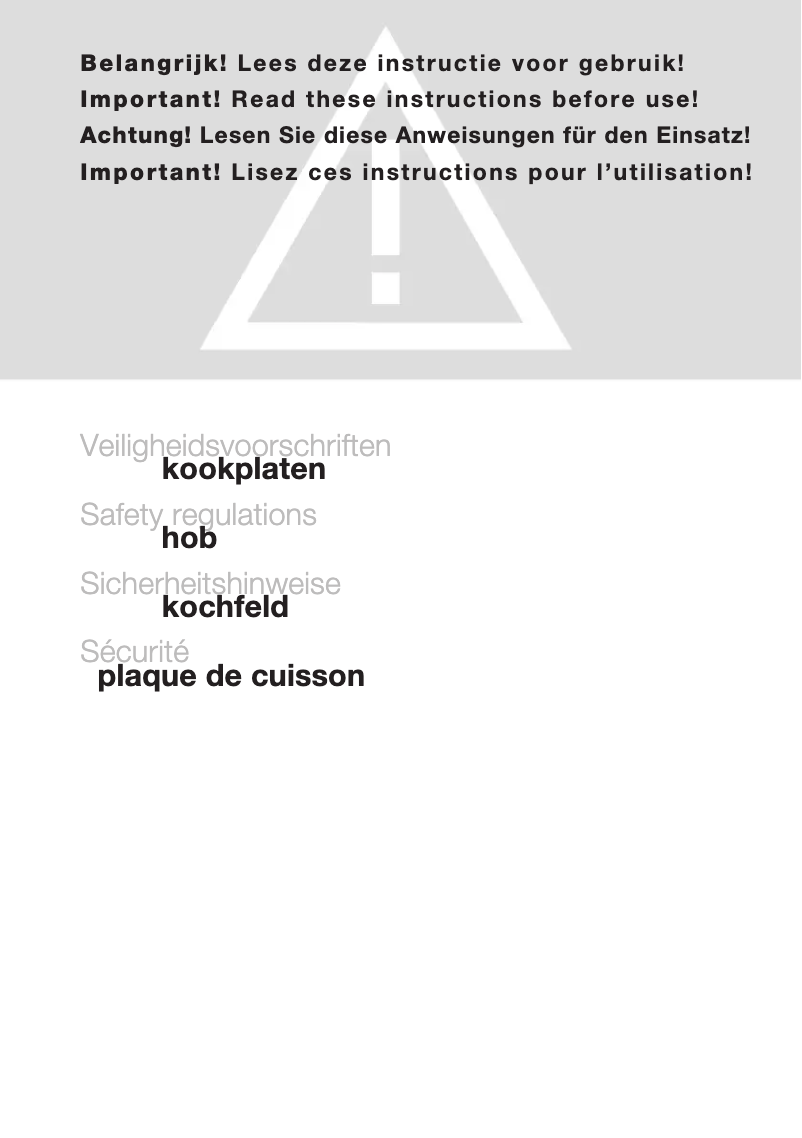 Page 1 of the manual Safety Instructions Atag HG6111WA1E