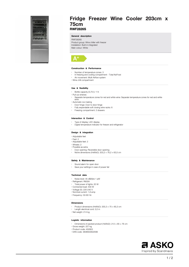 Image de la première page du manuel de l'appareil RWF2826S