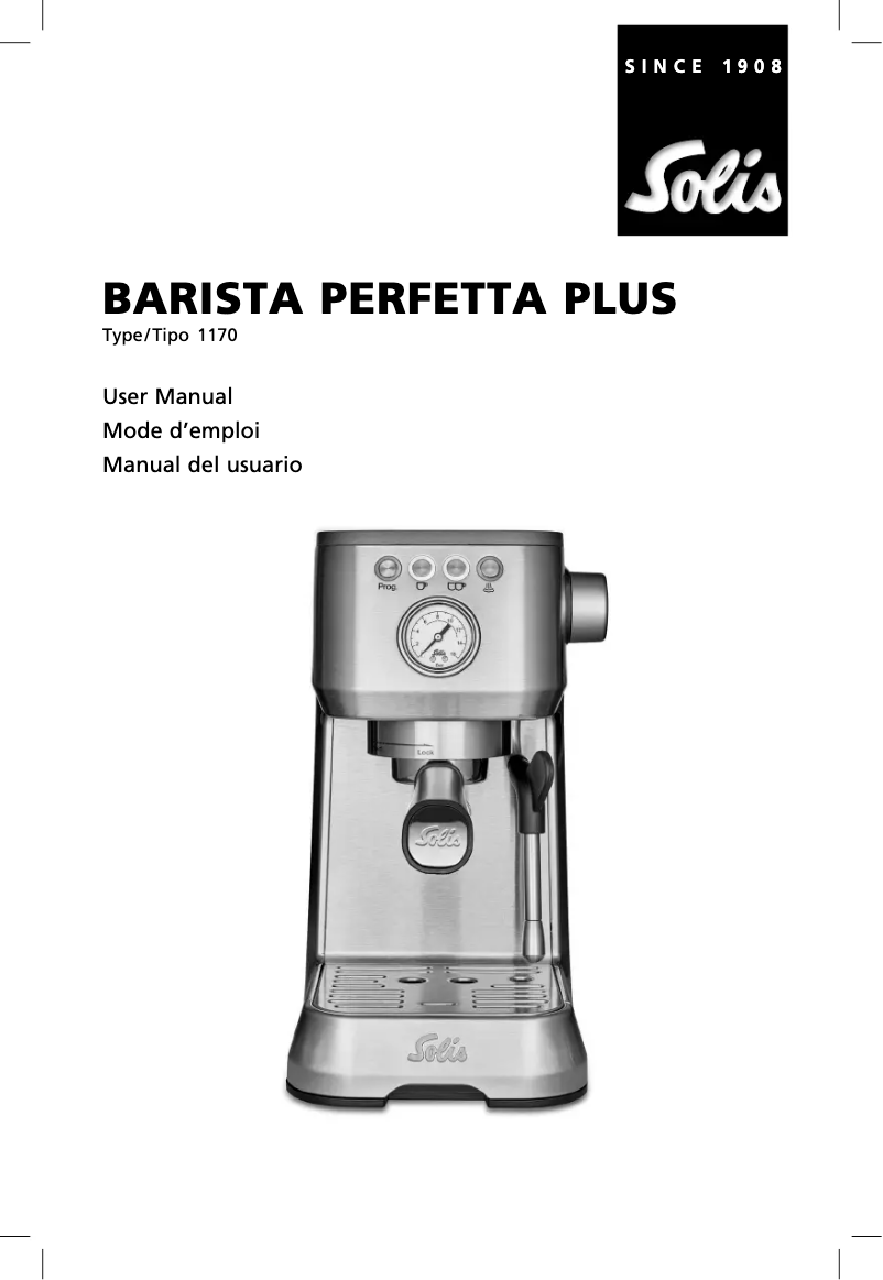 Image de la première page du manuel de l'appareil Barista Perfetta Plus 1170