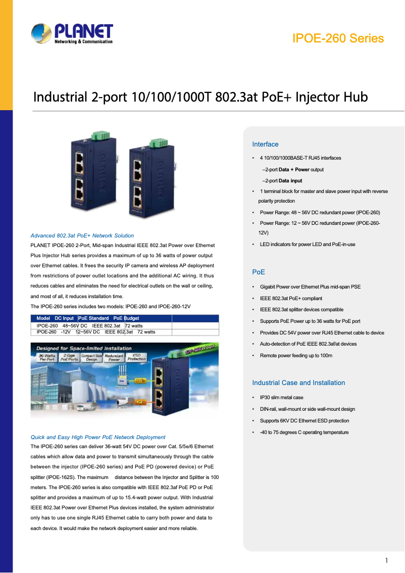 Image de la première page du manuel de l'appareil IPOE-260 Series