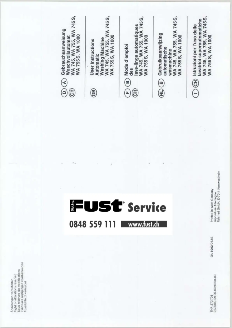 Page 1 de la notice Manuel utilisateur Bauknecht WA 755 S