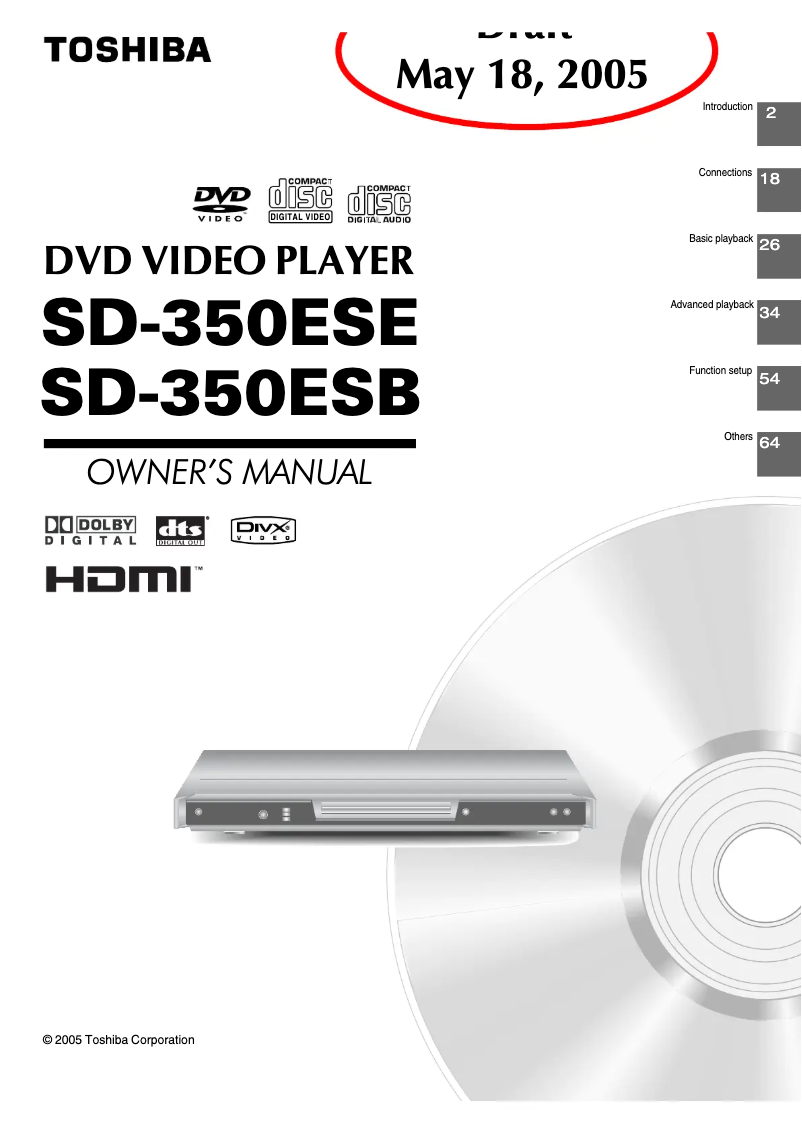 Imagen de la primera página del manual del dispositivo SD-350ESB