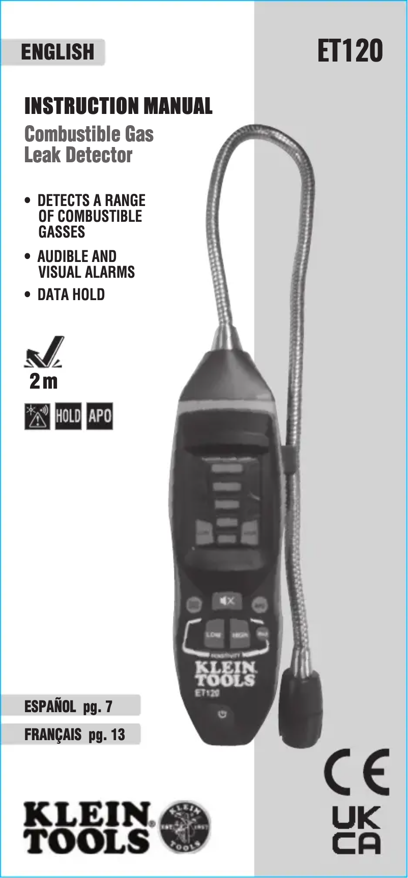 Page 1 de la notice Manuel utilisateur Klein Tools ET120