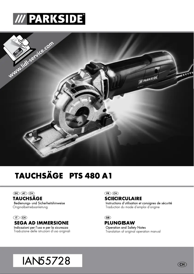 Page 1 de la notice Manuel utilisateur Parkside PTS 480 A1