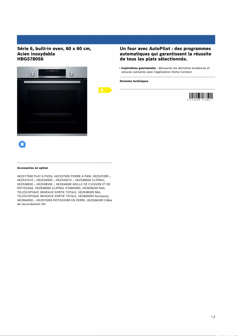 Image de la première page du manuel de l'appareil HBG5780S6