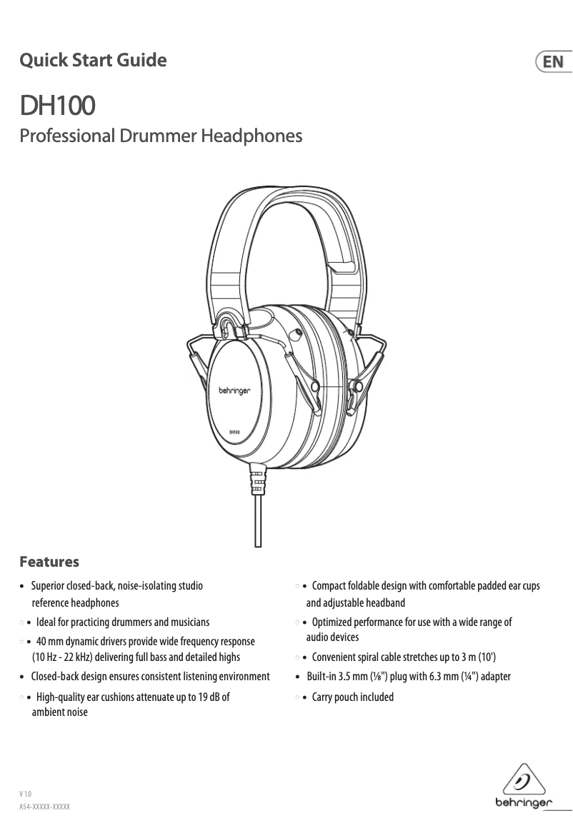 Page n°1 - Manuel utilisateur Behringer DH100