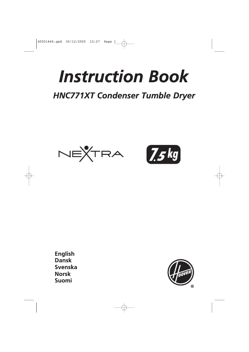 Image de la première page du manuel de l'appareil HNC 771XT-89 SY