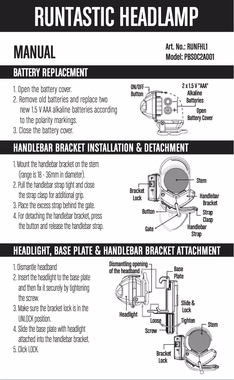 Page 1 de la notice Manuel utilisateur Runtastic RUNFHL1