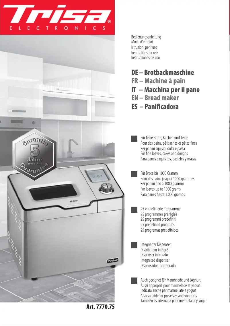 Image de la première page du manuel de l'appareil Le Bistro 7770