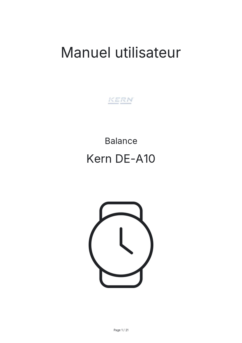Page n°1 - Manuel utilisateur Kern DE-A10