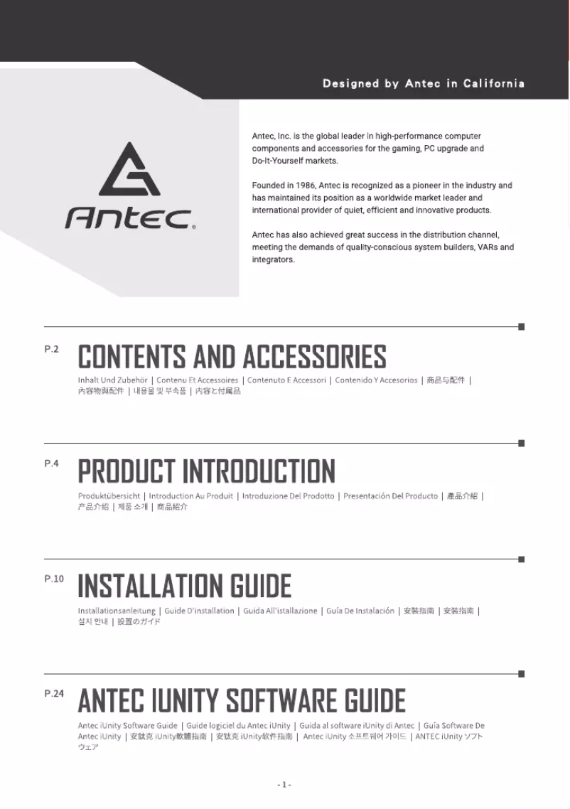 Page 1 of the manual User Manual Antec Performance 1 FTrm