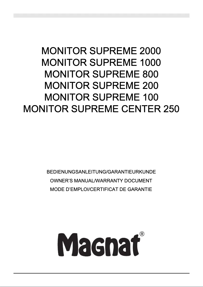 Page 1 de la notice Manuel utilisateur Magnat Monitor Supreme 100