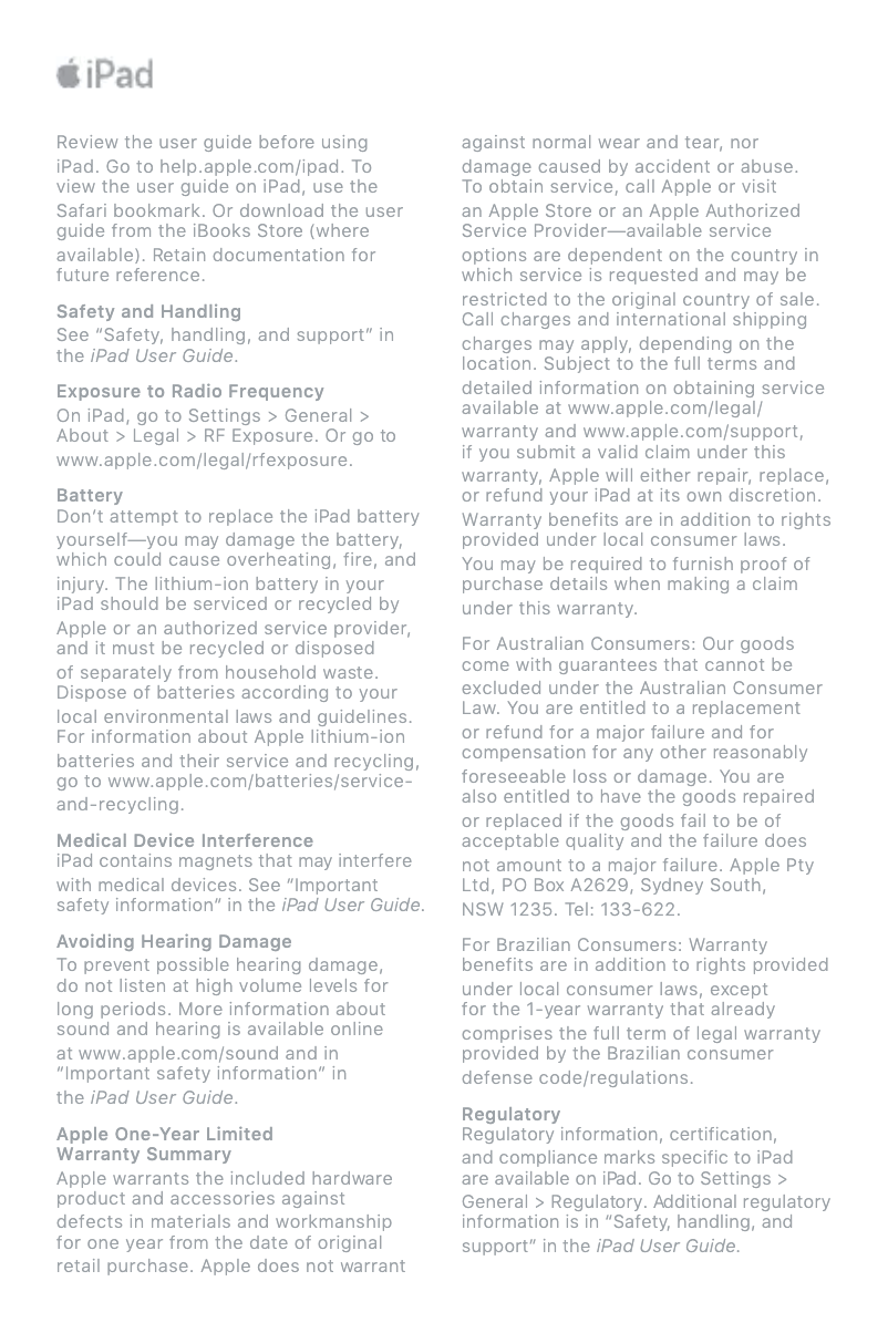 Página 1 del manual Manual de usuario Apple iPad (5th Gen)