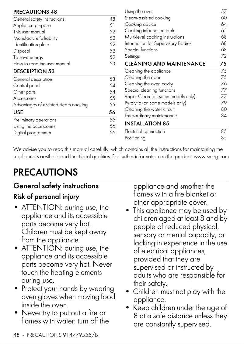 Page n°1 - Mode d'emploi Smeg SOP6101S2S