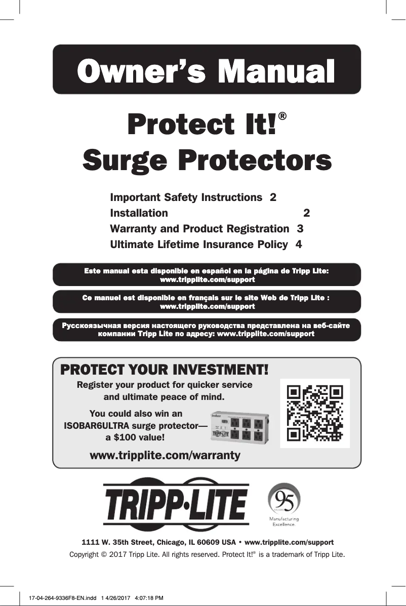 Page 1 de la notice Manuel utilisateur Tripp Lite Protect It! SUPER7BTAA