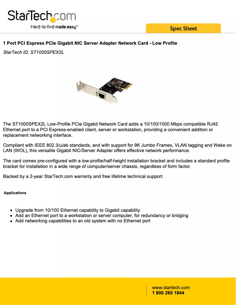 Página 1 del manual Ficha técnica StarTech.com ST1000SPEX2L