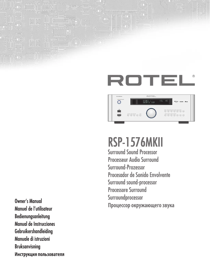 Page n°1 - Manuel utilisateur Rotel RSP-1576 MKII