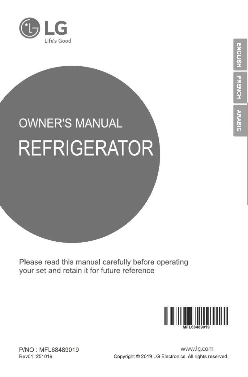Page n°1 - Manuel utilisateur LG GL-G372RXCB